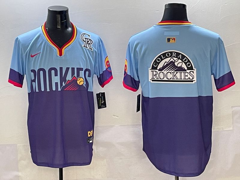 Men Colorado Rockies Blank Purple blue Joint Name 2025 Nike MLB Jersey style 8